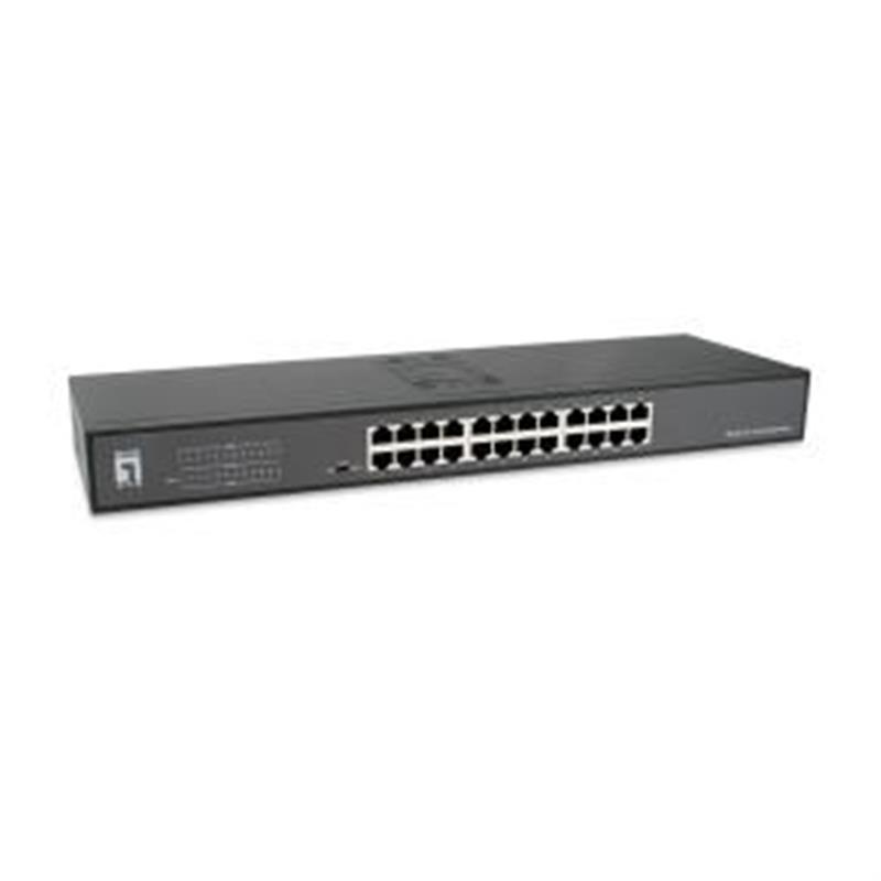 LevelOne Switch 24x GE GEU-2431 19\"" Rack Mount Kit Unmanaged Gigabit Ethernet (10/100/1000) 1U Zwart