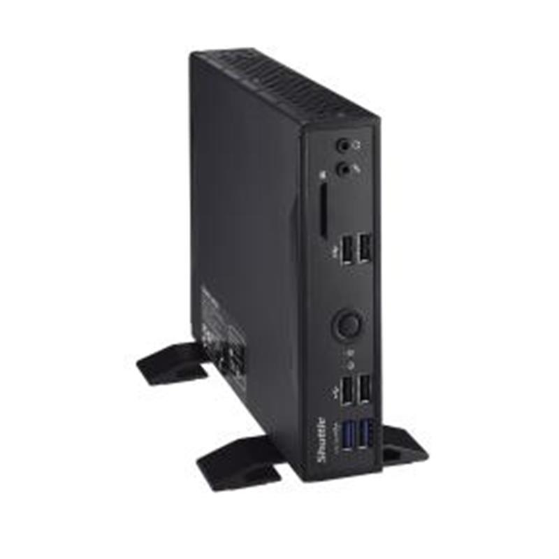 Shuttle XPC slim Barebone DS20UV2, Celeron 5205U, 1xHDMI, 1xDP, 1xVGA, 2xLAN (1xGbit, 1x2.5Gbit), 1xCOM, 8xUSB, ventilatorloos, 24/7 permanent gebruik