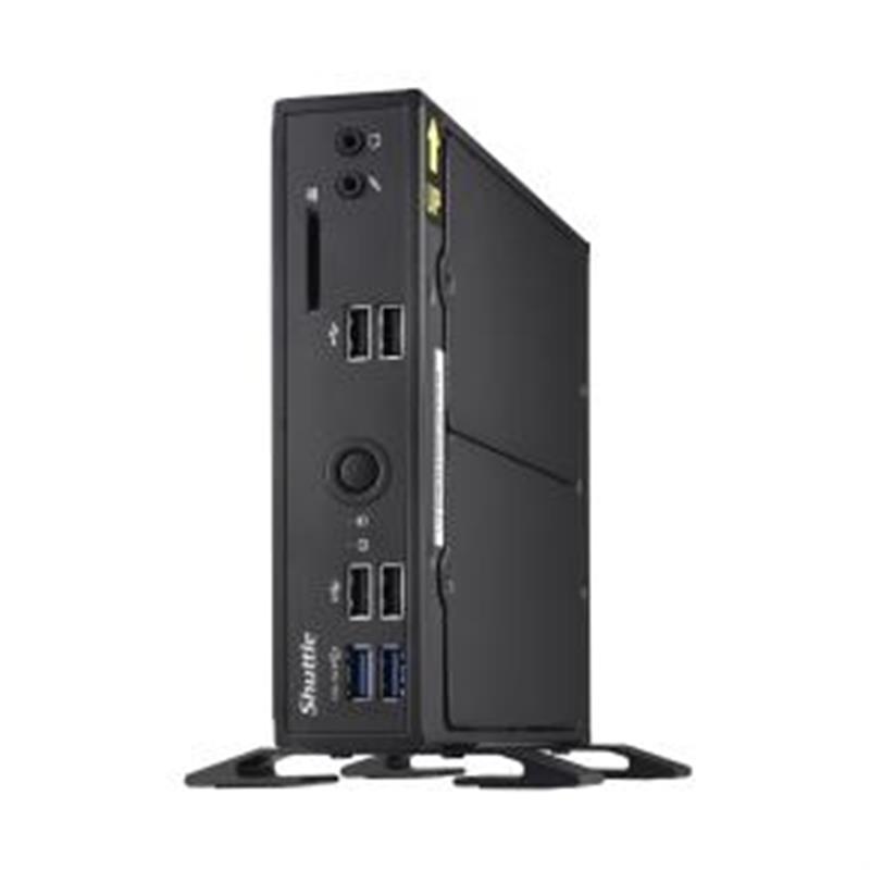 Shuttle XPC slim Barebone DS20UV2, Celeron 5205U, 1xHDMI, 1xDP, 1xVGA, 2xLAN (1xGbit, 1x2.5Gbit), 1xCOM, 8xUSB, ventilatorloos, 24/7 permanent gebruik