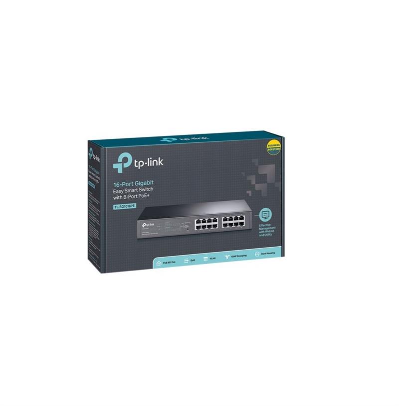 TP-LINK TL-SG1016PE netwerk-switch Managed Gigabit Ethernet (10/100/1000) Zwart Power over Ethernet (PoE)