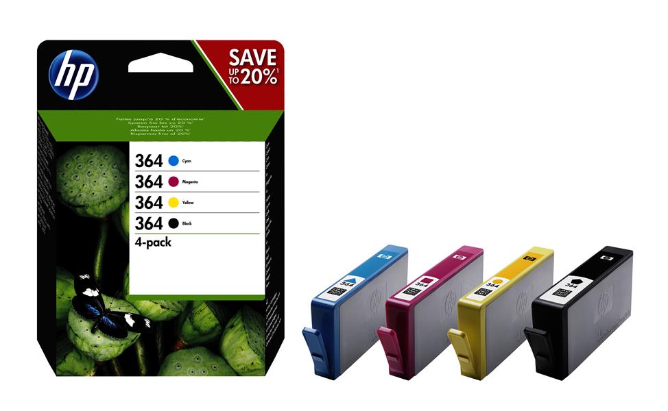 HP 364 Origineel Zwart, Cyaan, Magenta, Geel Multipack