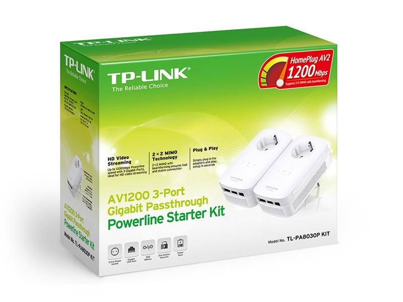 TP-Link TL-PA8030PKIT 1200 Mbit/s Ethernet LAN Wit 2 stuk(s)