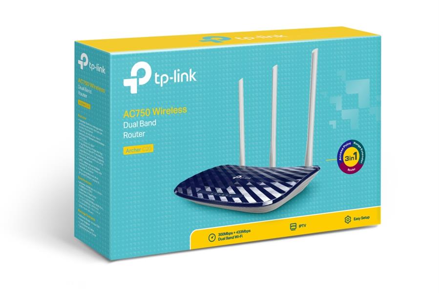 TP-LINK AC750 draadloze router Dual-band (2.4 GHz / 5 GHz) Fast Ethernet Zwart, Wit