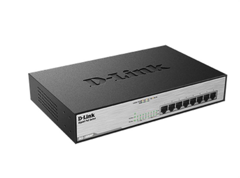 D-Link DGS-1008MP netwerk-switch Unmanaged Gigabit Ethernet (10/100/1000) Zwart 1U Power over Ethernet (PoE)