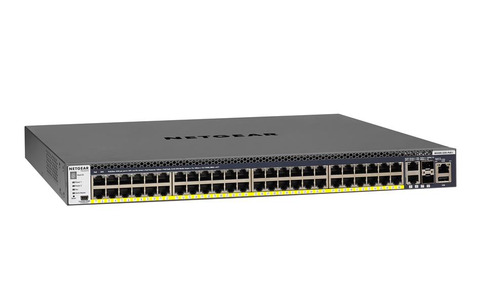 NETGEAR ProSAFE Managed Switch - GSM4352PB - Stackable platform met 48 PoE+ poorten + 2 x SFP+ en 2 x 10GBASE-T poorten (1000W PSU)