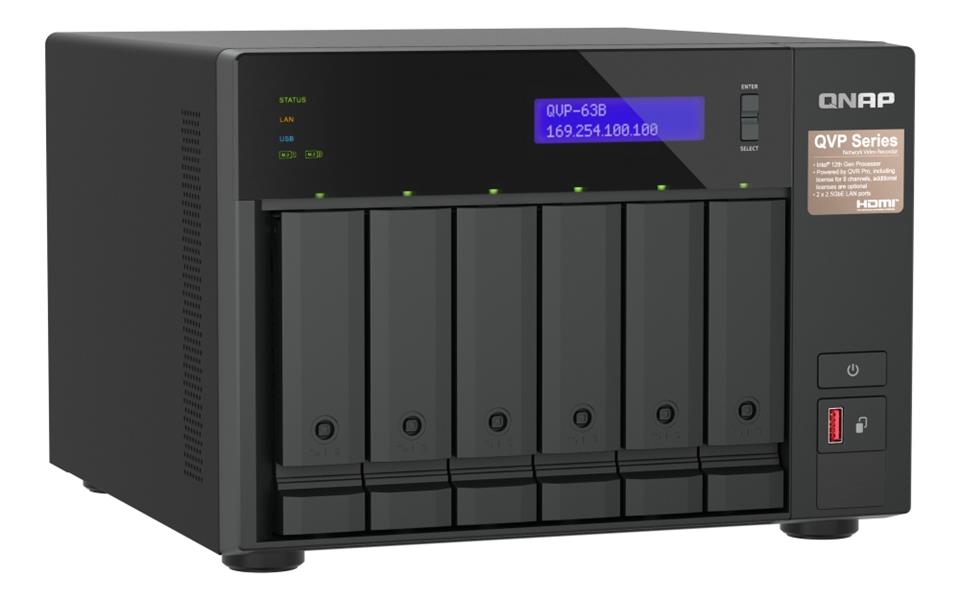 QNAP QVP-63B data-opslag-server NAS Tower Ethernet LAN Zwart