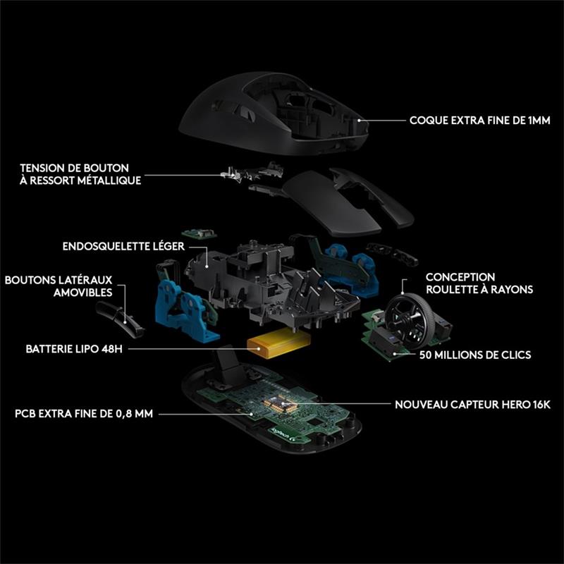 Logitech Mouse G PRO WIRELESS Gaming black 1,8m USB-Lade-/Datenkabel,LIGHTSPEED USB-Empfänger