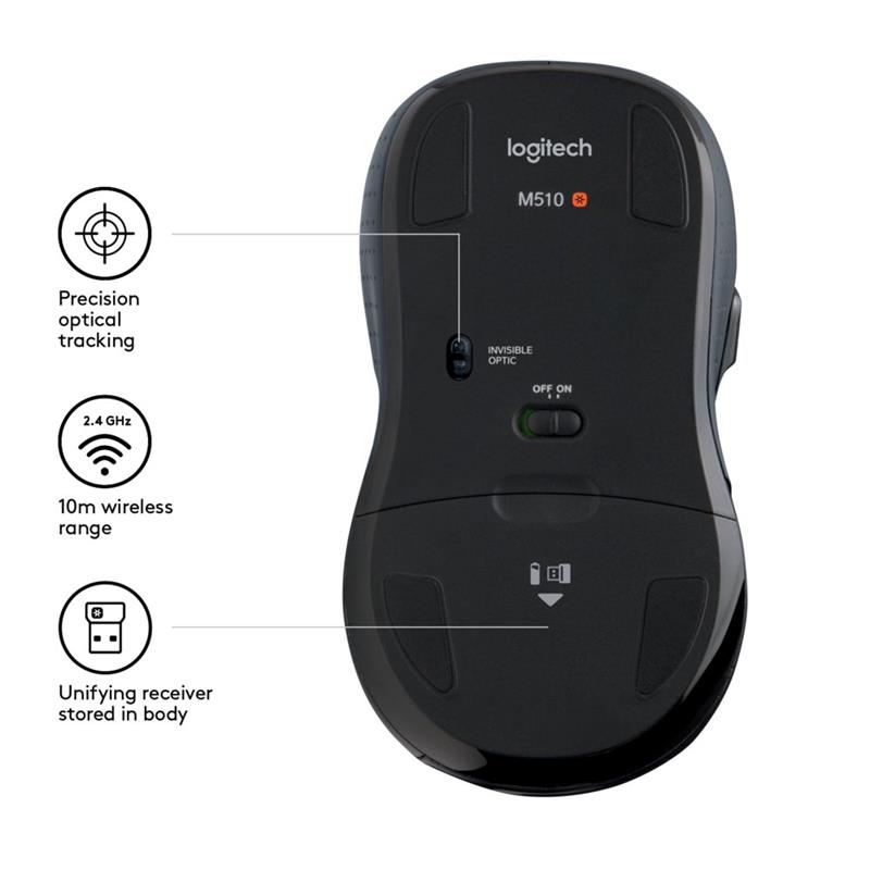 Logitech M510 muis RF Draadloos Laser