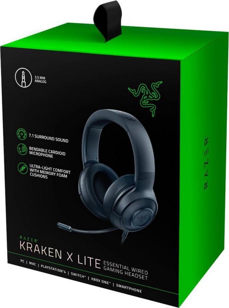 Razer Headset Kraken X Lite Gaming black 3,5mm Klinke ohrumschließend, Kopfband