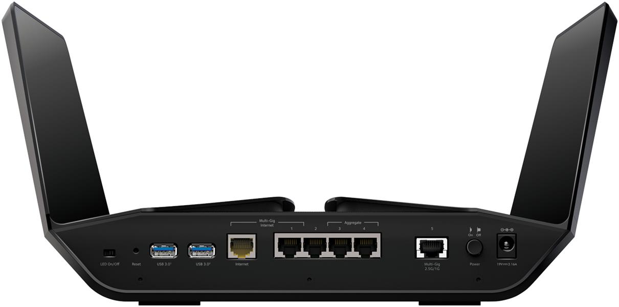 Netgear RAX200 draadloze router Tri-band (2.4 GHz / 5 GHz / 5 GHz) Gigabit Ethernet Zwart