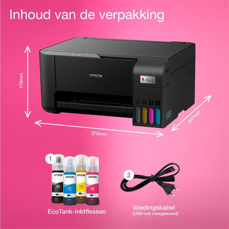 Epson EcoTank ET-2864 A4 multifunctionele Wi-Fi-printer met inkttank, inclusief tot 3 jaar inkt