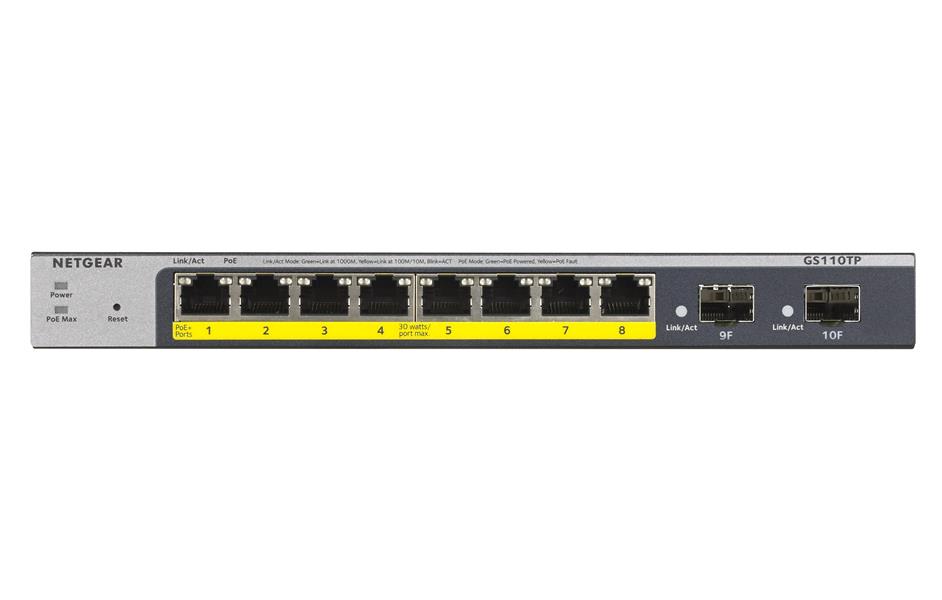 Netgear GS110TP Managed L2/L3/L4 Gigabit Ethernet (10/100/1000) Grijs Power over Ethernet (PoE)