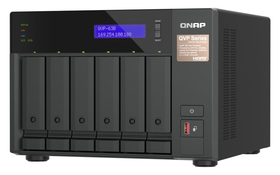 QNAP QVP-63B data-opslag-server NAS Tower Ethernet LAN Zwart