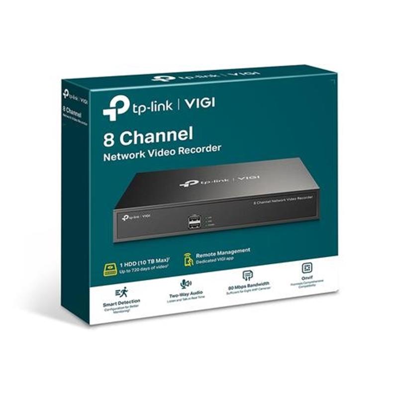 TP-Link VIGI NVR1008H Netwerk Video Recorder (NVR) 1U Zwart