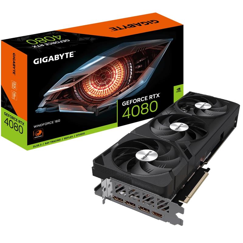 Gigabyte GV-N4080WF3-16GD videokaart NVIDIA GeForce RTX 4080 16 GB GDDR6X