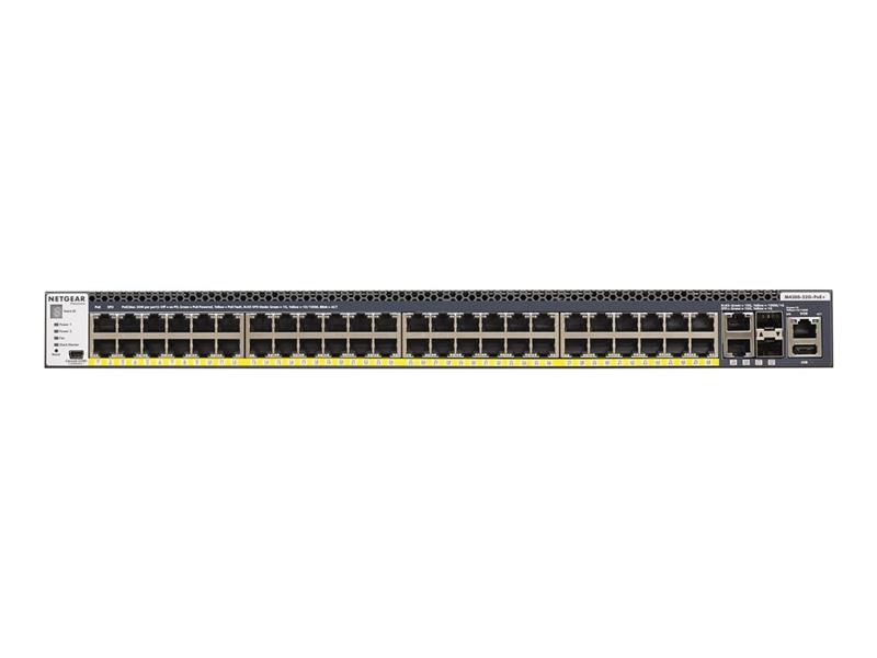 Netgear ProSAFE Managed Switch - GSM4352PA - Stackable platform met 48 PoE+ poorten + 2 x SFP+ en 2 x 10GBASE-T poorten (550W PSU)