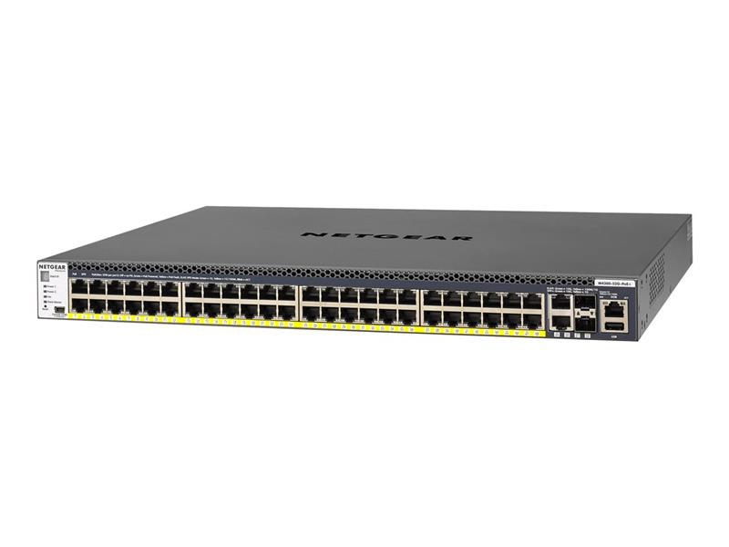 Netgear ProSAFE Managed Switch - GSM4352PA - Stackable platform met 48 PoE+ poorten + 2 x SFP+ en 2 x 10GBASE-T poorten (550W PSU)