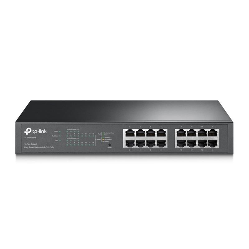 TP-LINK TL-SG1016PE netwerk-switch Managed Gigabit Ethernet (10/100/1000) Zwart Power over Ethernet (PoE)