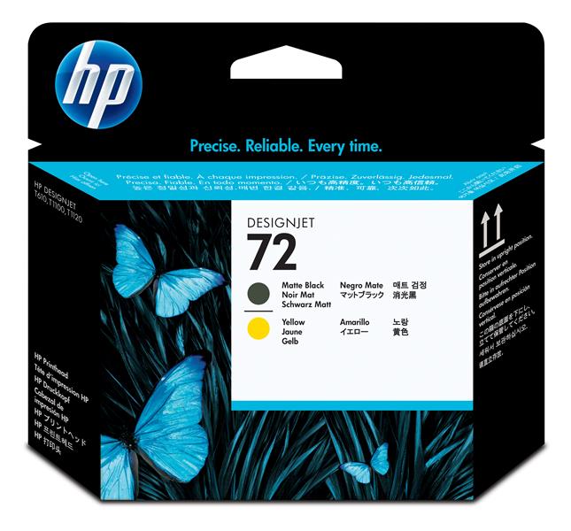 HP 72 matzwarte/gele DesignJet printkop